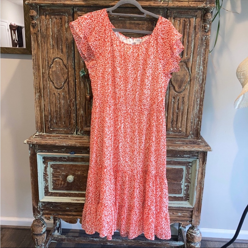 J. Crew Coral Floral Midi Dress